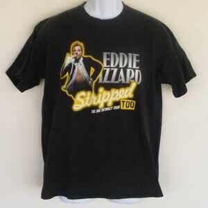 EDDIE IZZARD Concert Tshirt, L, Stripped Too, Black, 2 sided